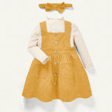 Cozy Cub Juego De Blusa Lisa, Vestido En General Y Diadema Con Cuello Simulado Para Bebe Nina