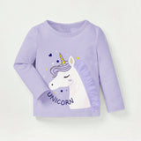 Cozy Cub Camiseta De Manga Larga Impresa Con Unicornio Para Bebe Nina Con Malla De Empalme