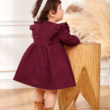 Cozy Cub Lindo Vestido Con Cuello De Muneca Y Dobladillo Con Volantes Para Nina