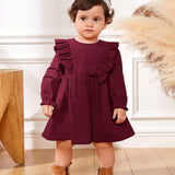 Cozy Cub Lindo Vestido Con Cuello De Muneca Y Dobladillo Con Volantes Para Nina