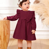 Cozy Cub Lindo Vestido Con Cuello De Muneca Y Dobladillo Con Volantes Para Nina