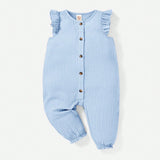 Cozy Cub Ropa De Manga Corta De Volantes Con Botones Frontales Para Bebe Nina