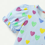 Cozy Cub Camiseta Corta De Manga Inflada Con Estampado De Corazon Para Bebe Nina