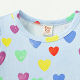 Cozy Cub Camiseta Corta De Manga Inflada Con Estampado De Corazon Para Bebe Nina