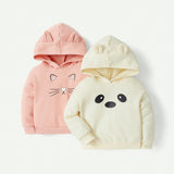 Cozy Cub Conjunto De Sudadera Con Capucha De Patron De Animal De Dibujos Animados Con Orejas En 3d Para Ninas Pequenas