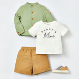 Cozy Cub Bebe nino Shorts con camiseta con estampado de letra & Camisa con boton