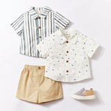 Cozy Cub Bebe nino Camisa de rayas & Shorts & Camisa con estampado de hoja