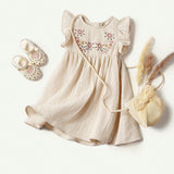 Cozy Cub Vestido de nina bebe casual con ajuste holgado, estampado floral, cuello redondo y cintura con volantes