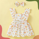 NEW Vestido de verano para bebe ninas con cuello cuadrado y estampado floral