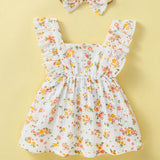 NEW Vestido de verano para bebe ninas con cuello cuadrado y estampado floral