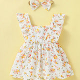 NEW Vestido de verano para bebe ninas con cuello cuadrado y estampado floral