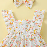 NEW Vestido de verano para bebe ninas con cuello cuadrado y estampado floral