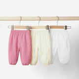 Conjunto de tres piezas para recien nacida, nina de verano, casual, simple y versatil con textura elastica en la cintura de los pantalones largos