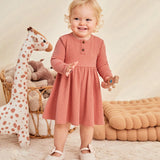 Cozy Cub Bebe nina Vestido smock con boton