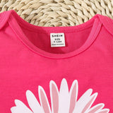 Conjunto rosa de primavera/verano para bebe nina con atuendo estampado de flores divertido y lindo y diadema a juego