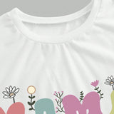 Camiseta de maternidad con mangas cortas y cuello redondo con estampado simple y colorido