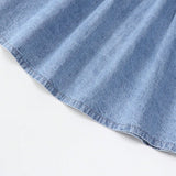 Young Girl Simple And Versatile Holiday Leisure Button Front Puff Sleeve Loose And Comfortable Denim Dress