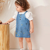 Cozy Cub Conjunto de camiseta y vestido con dobladillo con volantes, transpirable, comodo, casual, para nina bebe