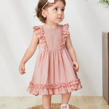 Cozy Cub Bebe Vestido de lunares ribete con fruncido