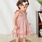 Cozy Cub Bebe Vestido de lunares ribete con fruncido