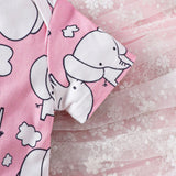 NEW Conjunto de 3 piezas de verano para bebe nina, mameluco casual con estampado de rayas de elefante y camiseta de manga corta