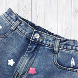 Shorts de mezclilla comodos, sueltos, impresos con estrellas y corazones, casuales, lindos y elegantes para chicas adolescentes para el verano