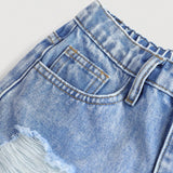 Shorts de mezclilla descosidos con dobladillo enrollado crudo lavado con piedra estilo bohemio de primavera verano para ninas preadolescentes, atuendos cortos de verano para ninas