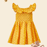 Cozy Cub Bebe Vestido con estampado de lunares ribete con fruncido