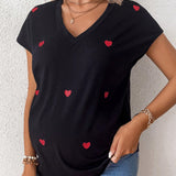 Camiseta suelta de manga corta con estampado de corazon de moda de verano para mujeres embarazadas