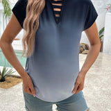 Camiseta casual de maternidad de manga corta murcielago con degradado hueco para el verano