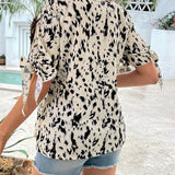 Blusa de maternidad con estampado de moda y mangas con volantes