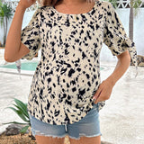 Blusa de maternidad con estampado de moda y mangas con volantes