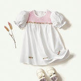 NEW Cozy Cub Vestido casual para bebe nina con patron floral, cuello redondo y manga abombada