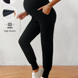 Pantalones simples de maternidad de unicolor para uso diario