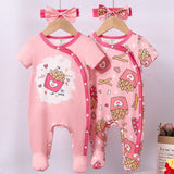 Conjunto de mameluco rosa con pies impresos de papas fritas francesas para nina bebe, ropa de hogar de primavera/verano