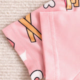 Conjunto de mameluco rosa con pies impresos de papas fritas francesas para nina bebe, ropa de hogar de primavera/verano