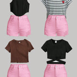 Shorts de mezclilla simples de unicolor para ninas preadolescentes