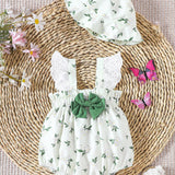 NEW Body elegante y fresco para bebe nina con mangas de encaje y lazo con sombrero, estilo de vacaciones de primavera verano