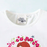 The Wizard of Oz X  Top con manga globa impreso con figura linda para nina joven y falda floral rosa con vuelo