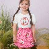 The Wizard of Oz X  Top con manga globa impreso con figura linda para nina joven y falda floral rosa con vuelo