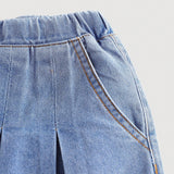 Jeans de pierna recta holgados y plisados lavados de primavera verano para ninas adolescentes, ropa de verano para ninas, atuendos para conciertos