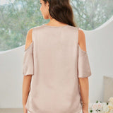 NEW  Blusa de maternidad de verano con parches bordados y diseno off-shoulder