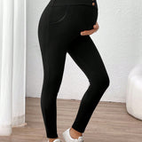 Pantalones ajustados de maternidad para mujer en unicolor simple