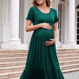 Nuevo vestido de maternidad suelto de manga corta para verano, vestido de talla grande para mujeres