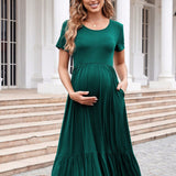 Nuevo vestido de maternidad suelto de manga corta para verano, vestido de talla grande para mujeres