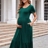 Nuevo vestido de maternidad suelto de manga corta para verano, vestido de talla grande para mujeres