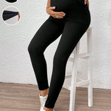 Pantalones ajustados de maternidad para mujer en unicolor simple