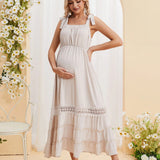 NEW DEARCASE Vestido de maternidad con volantes y tirantes ajustables