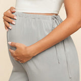 MaterniWear Pantalones anchos casuales para maternidad con cintura ajustable y tiro alto