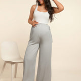 MaterniWear Pantalones anchos casuales para maternidad con cintura ajustable y tiro alto